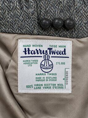 Vintage Harris Tweed Sport Coat Mens 42L Gray Chek Wool Made in Scotland